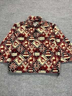 Vintage EMS Motif Design Fullprint Half Zip Pullover Fleece Rare Women’s Large